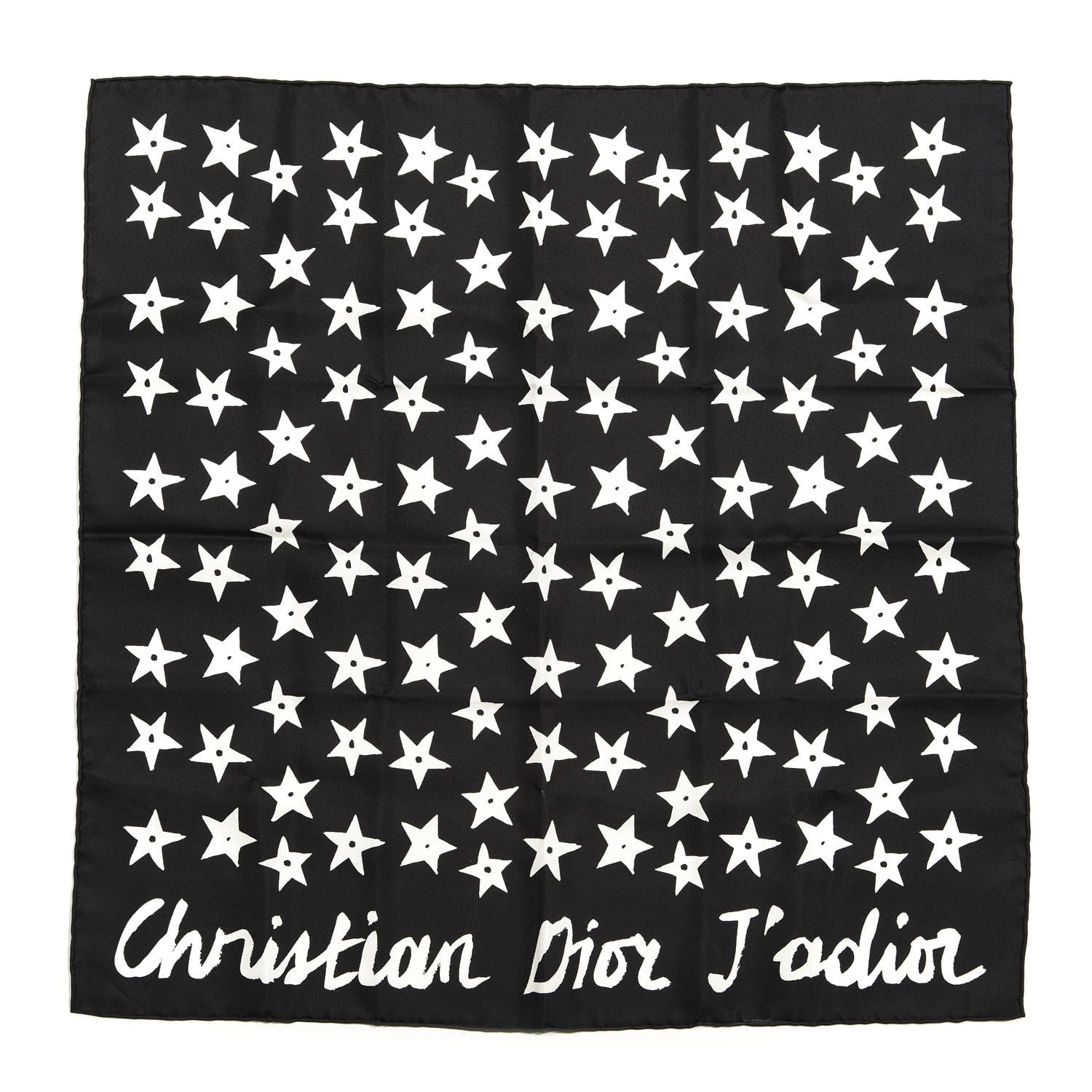Christian Dior Silk Dior's Star Print Square Scarf Black 1 of 3