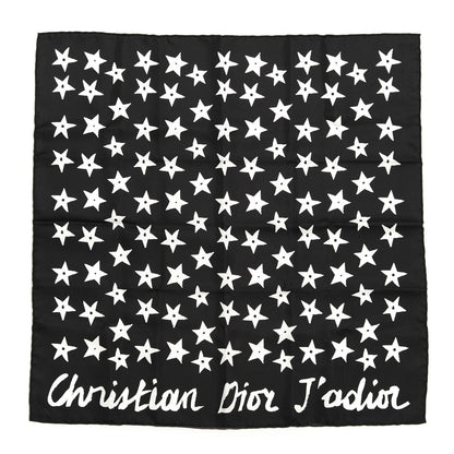 Christian Dior Silk Dior's Star Print Square Scarf Black 1 of 3