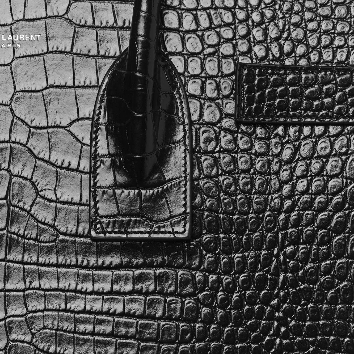Saint Laurent Patent Crocodile Embossed Small Sac de Jour Black 7 of 12