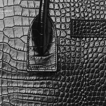 Saint Laurent Patent Crocodile Embossed Small Sac de Jour Black 7 of 12