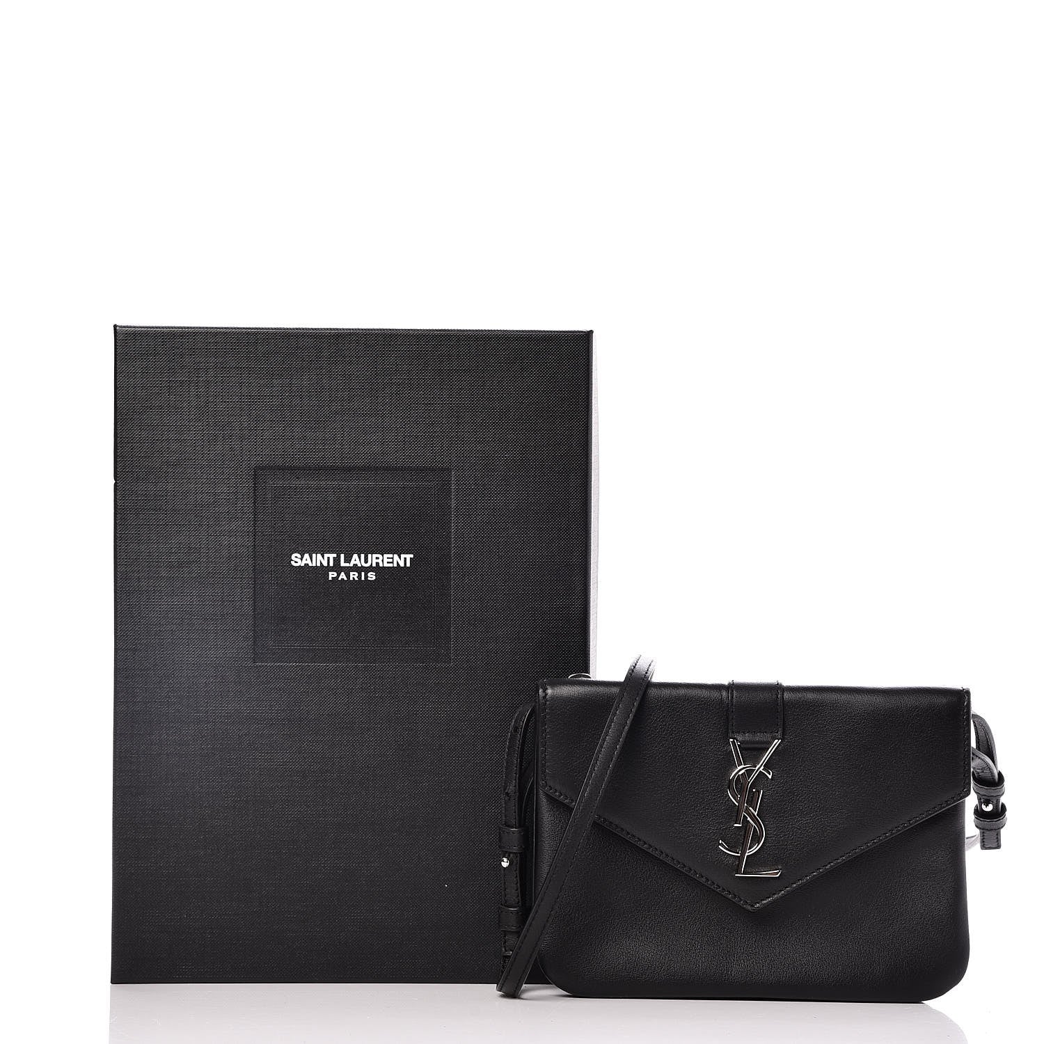 Saint Laurent Calfskin Monogram Tri Pocket Crossbody Bag Black 9 of 9