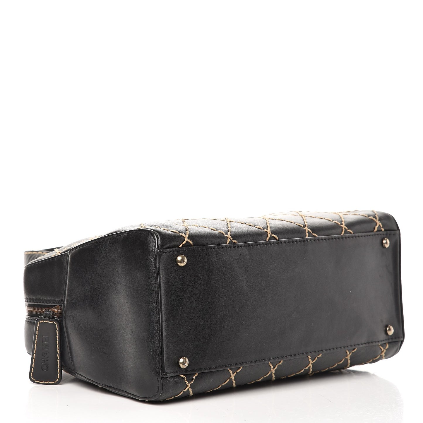 Calfskin Wild Stitch Top Handle Bag Black