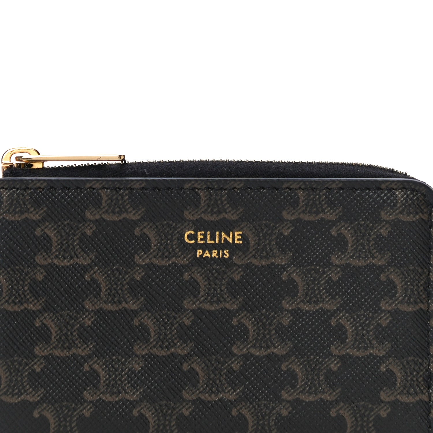 Celine Triomphe Canvas Zipped Coin Purse Black 7 of 10