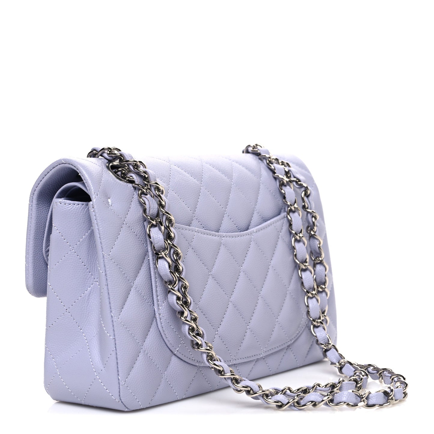 Caviar Quilted Small Double Flap Light Purple
