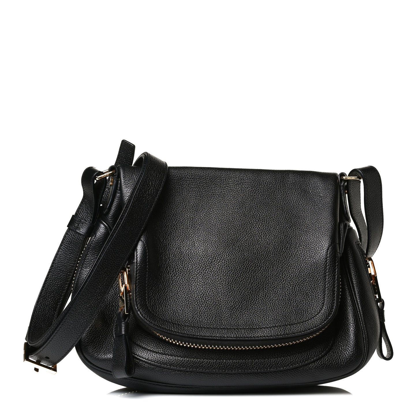Grained Calfskin Medium Jennifer Crossbody Bag Black