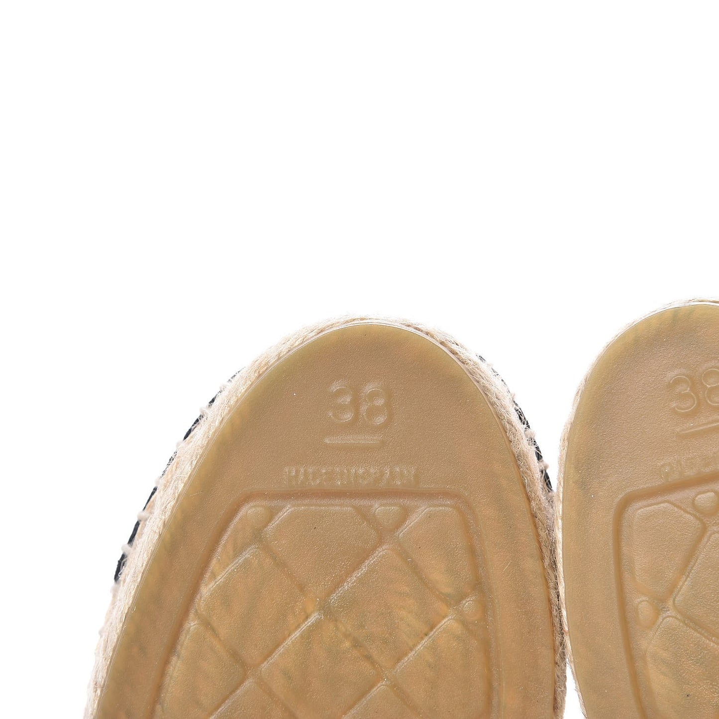 Raffia Fabric CC Espadrilles 38 Beige Black