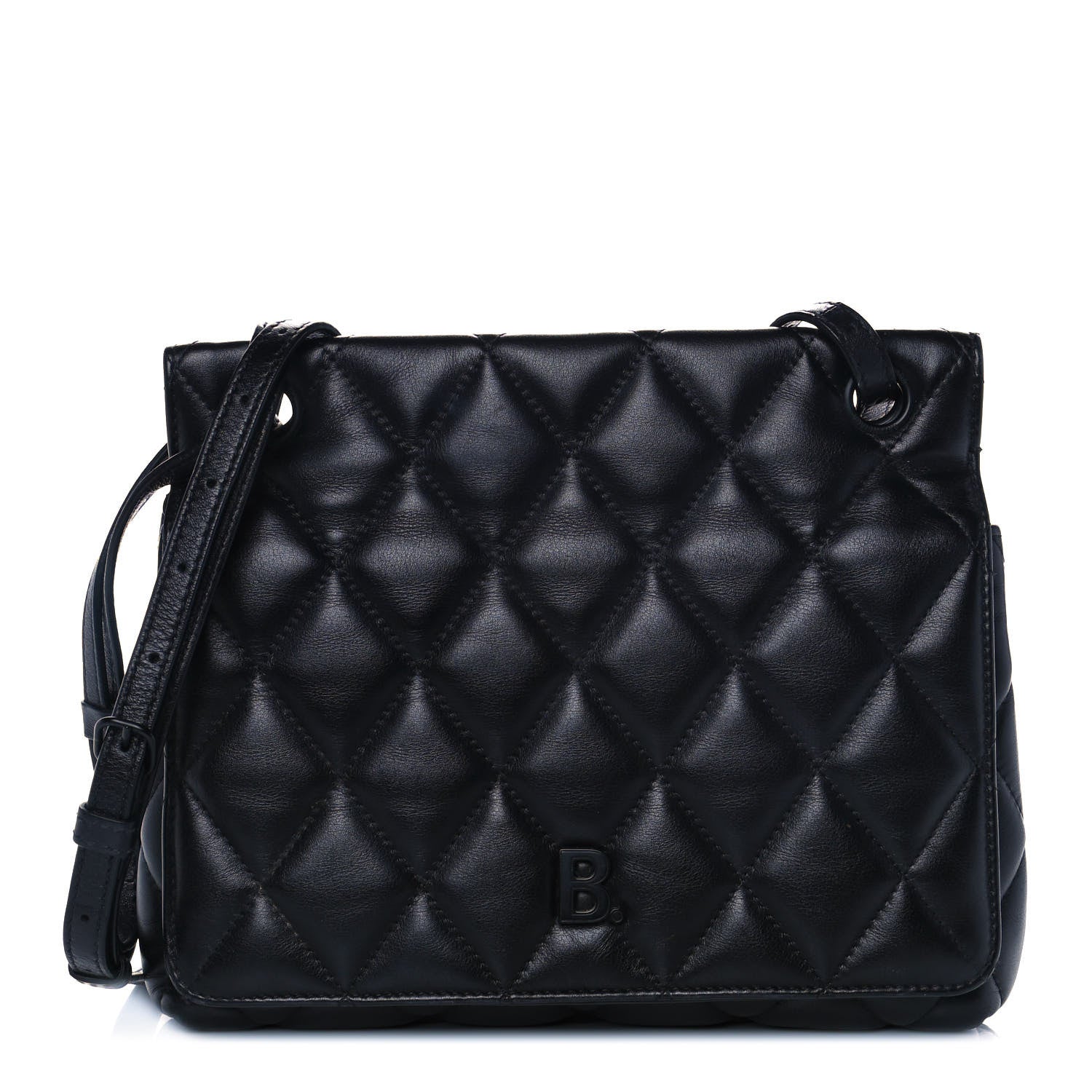 Balenciaga Nappa Calfskin Quilted Medium Touch B Shoulder Bag Black 1 of 11