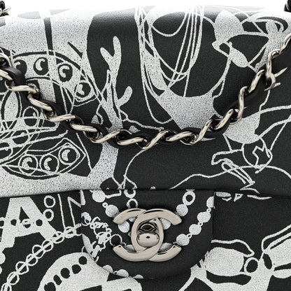 Chanel Lambskin Printed Mini Rectangular Flap Black Silver 8 of 11