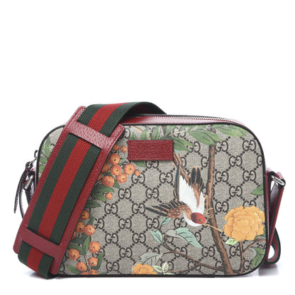 Gucci GG Supreme Monogram Tian Web Camera Bag Beige Multicolor Red 1 of 10
