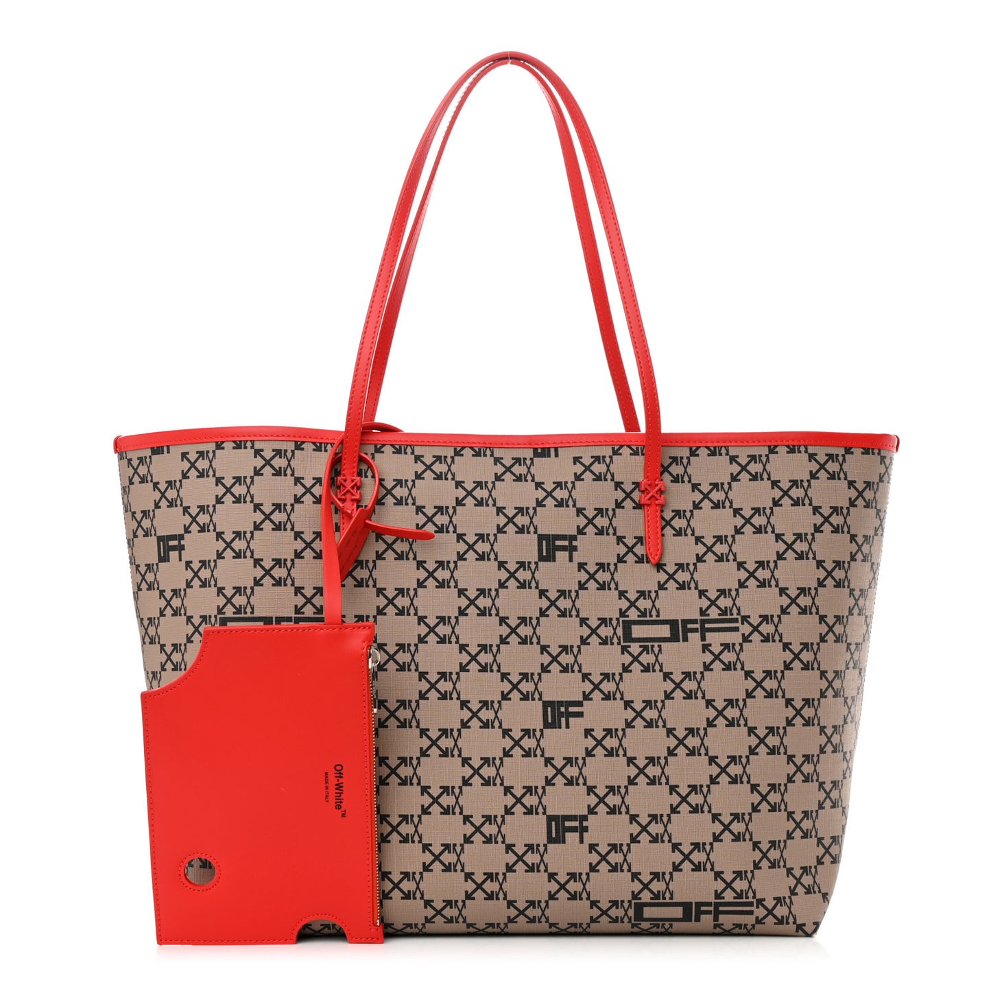 Coated Canvas Arrow Print Day Off Tote Bag Beige