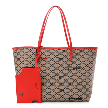 Off-White Coated Canvas Arrow Print Day Off Tote Bag Beige 1 of 16