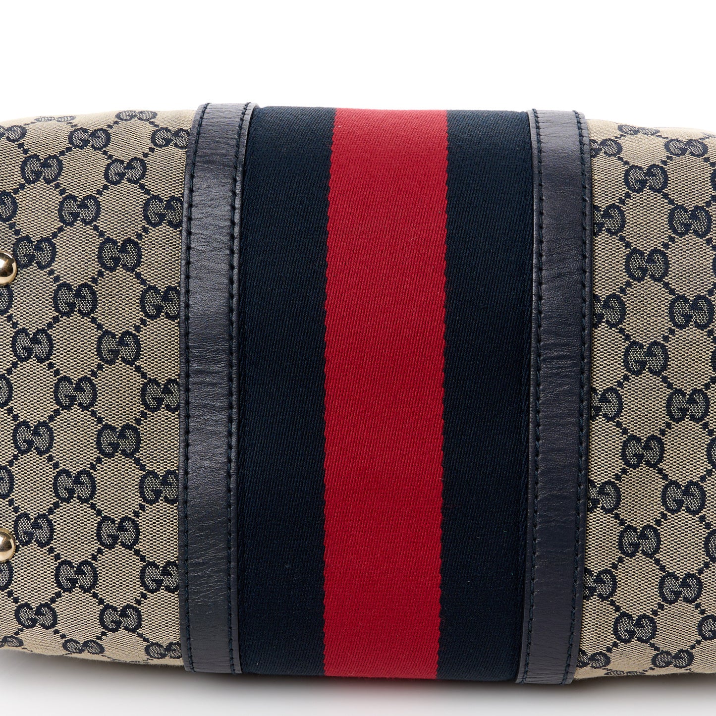 Monogram Selleria Calfskin Vintage Web Medium Boston Beige Blue