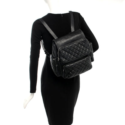 Chanel Aged Calfskin Quilted Large Casual Rock Backpack Black 2 of 11