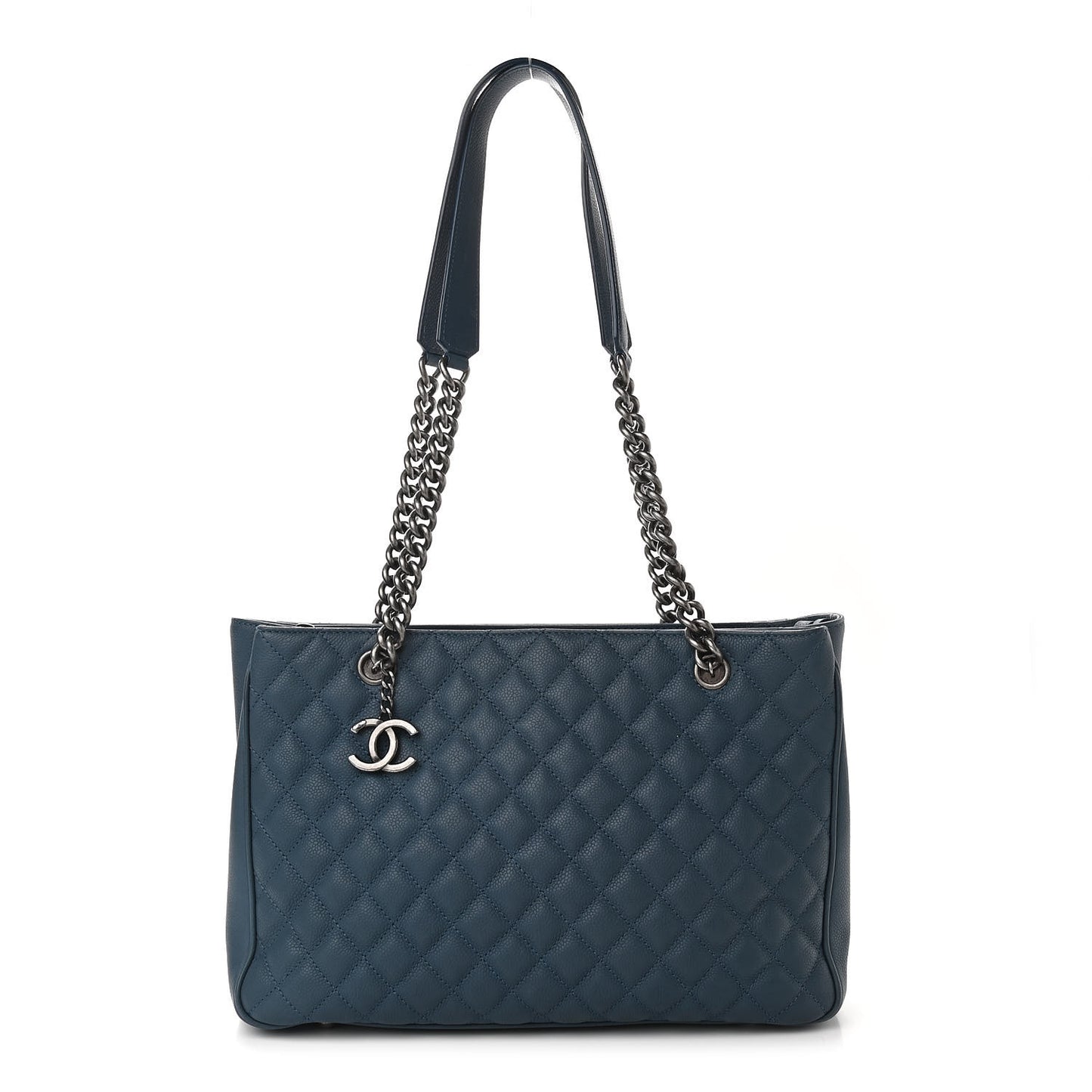 Caviar Quilted Medium Rock In Rome Tote Blue