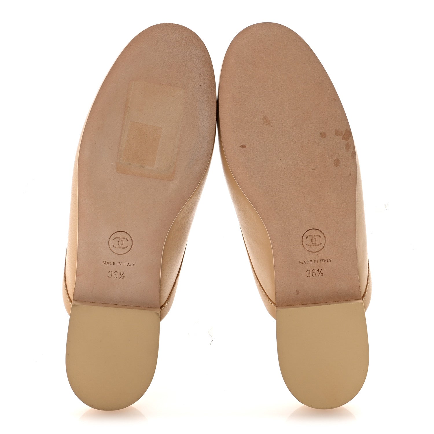 Chanel Lambskin Pearl CC Mules 36.5 Beige 6 of 10