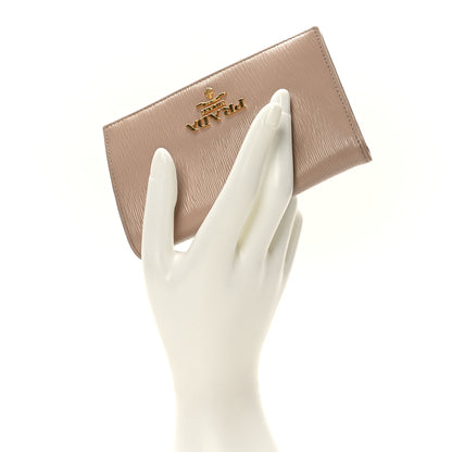 Prada Vitello Move Bi-Fold Card Holder Wallet Cipria 2 of 6