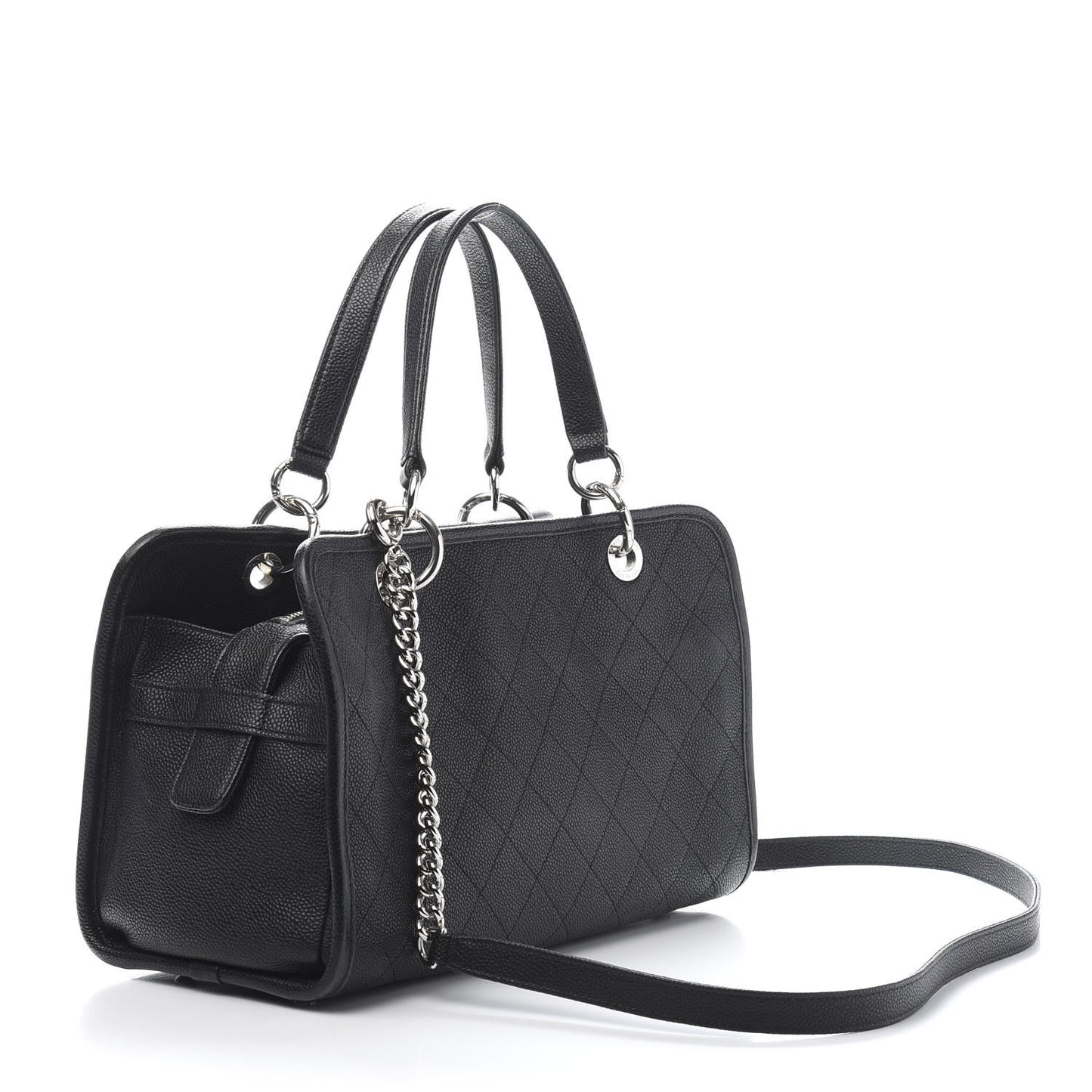 Caviar Stitched Shopping Tote Black