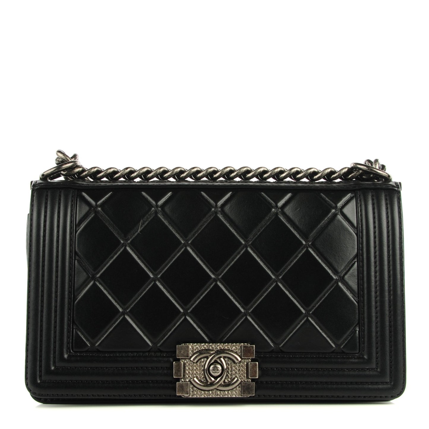 Calfskin Embossed Medium Paris Salzburg Boy Flap Black