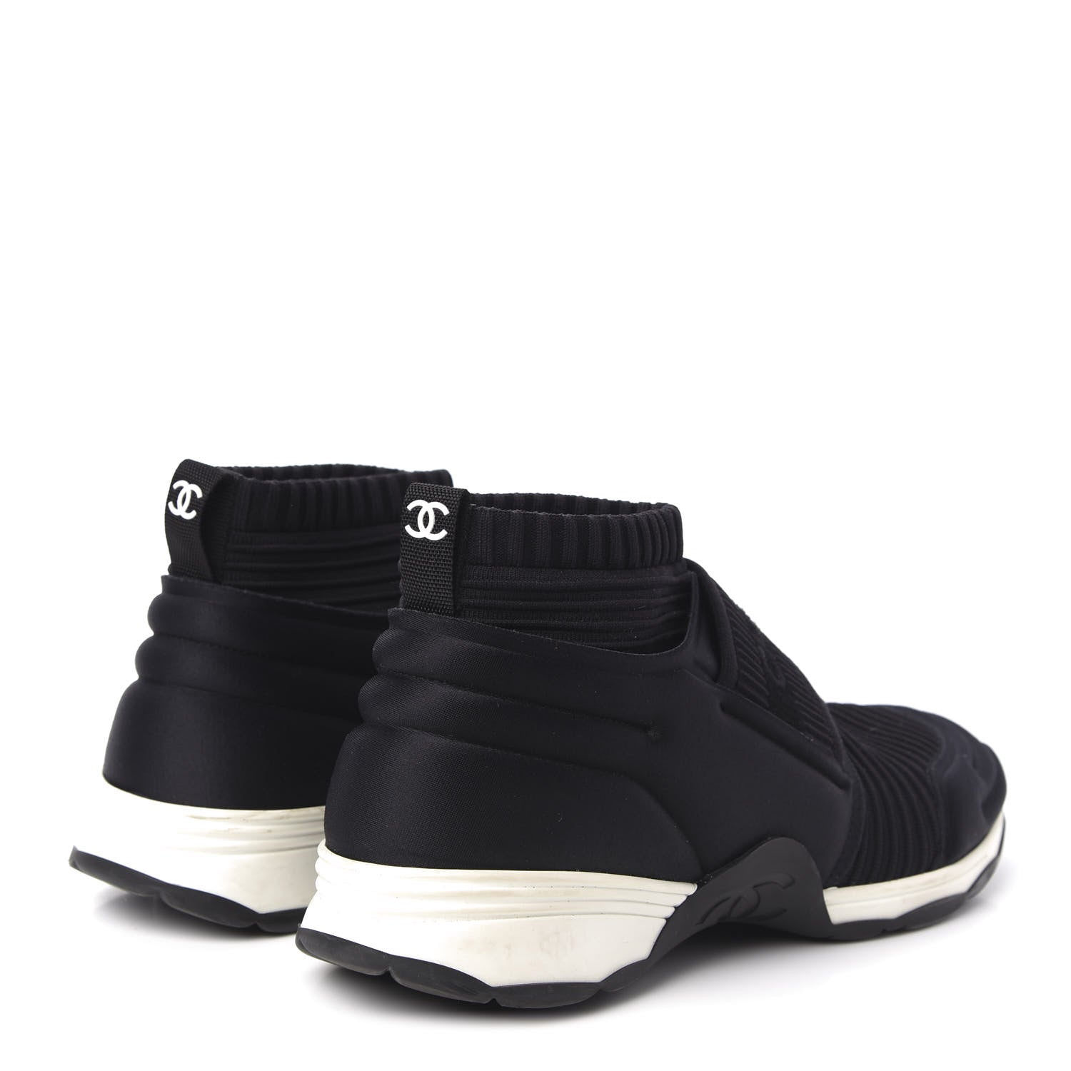 Chanel Stretch Fabric CC Sneakers 38 Black 4 of 8