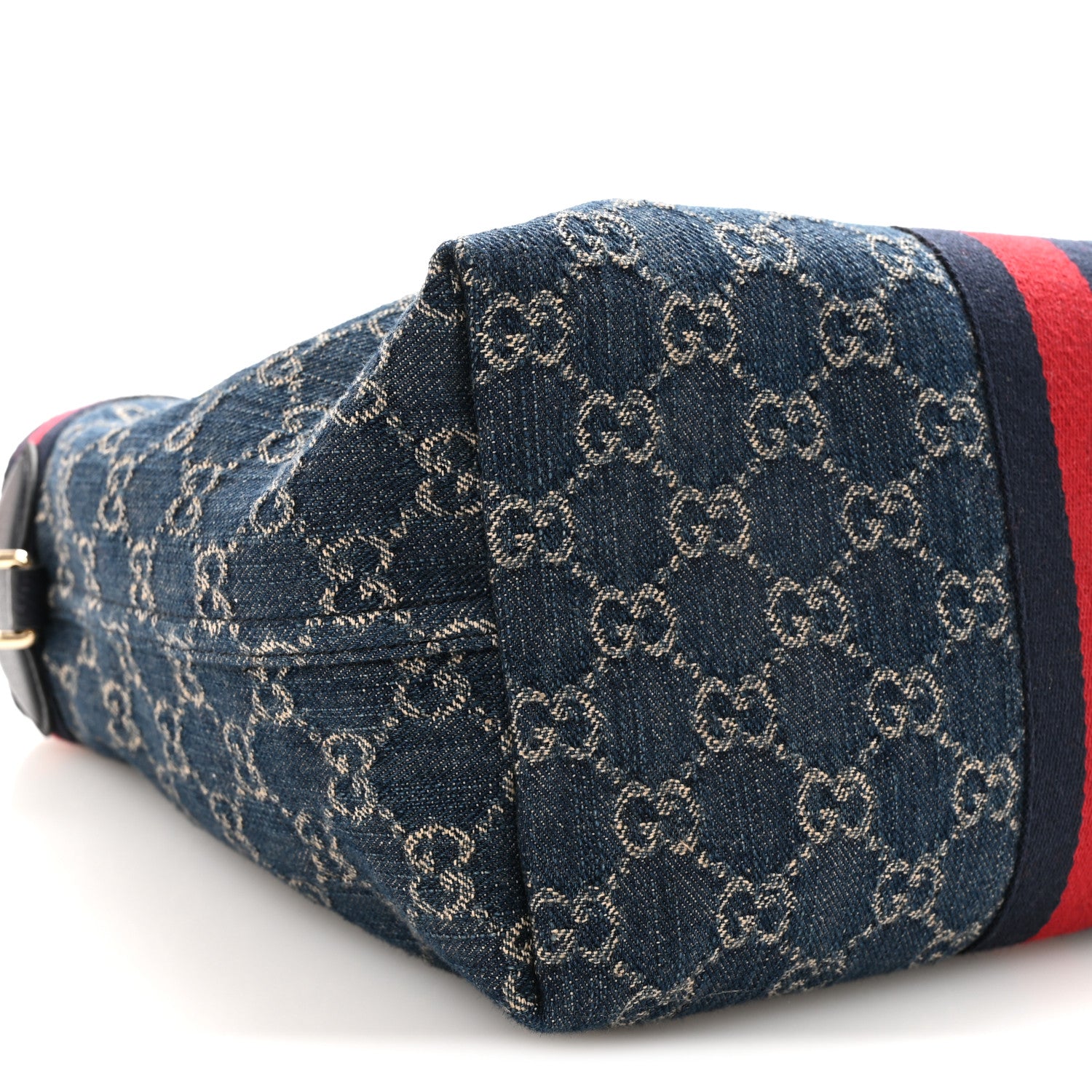Gucci Denim GG Monogram Web Small Giglio Tote Blue White 9 of 10