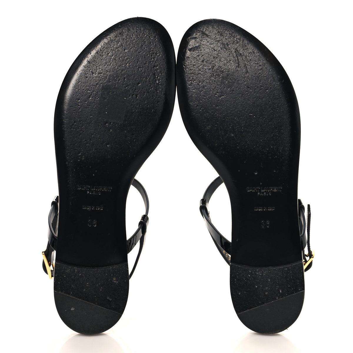 Saint Laurent Patent Calfskin Cassandra Monogram Sandals 36 Black 6 of 10
