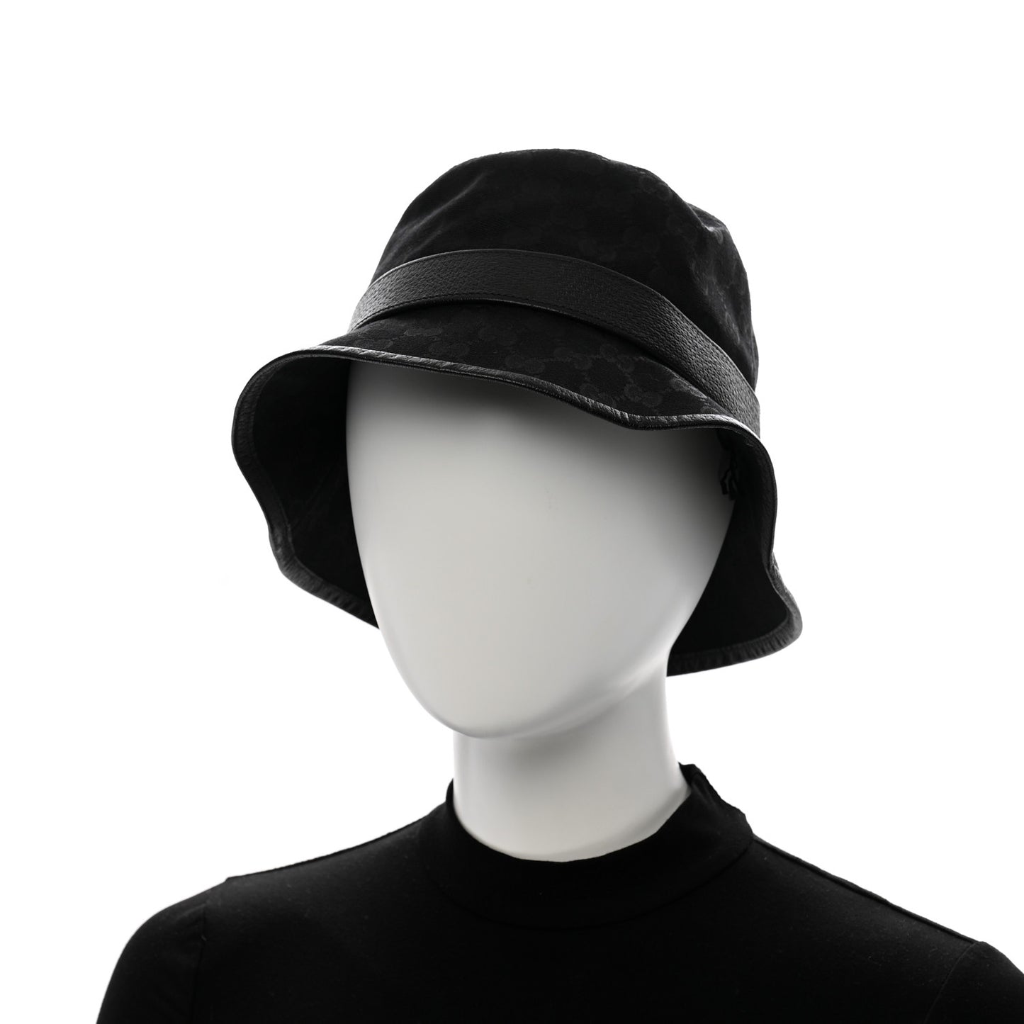 Monogram Textured Dollar Calfskin GG Jago Bucket Hat M Black