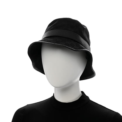 Gucci Monogram Textured Dollar Calfskin GG Jago Bucket Hat M Black 2 of 10