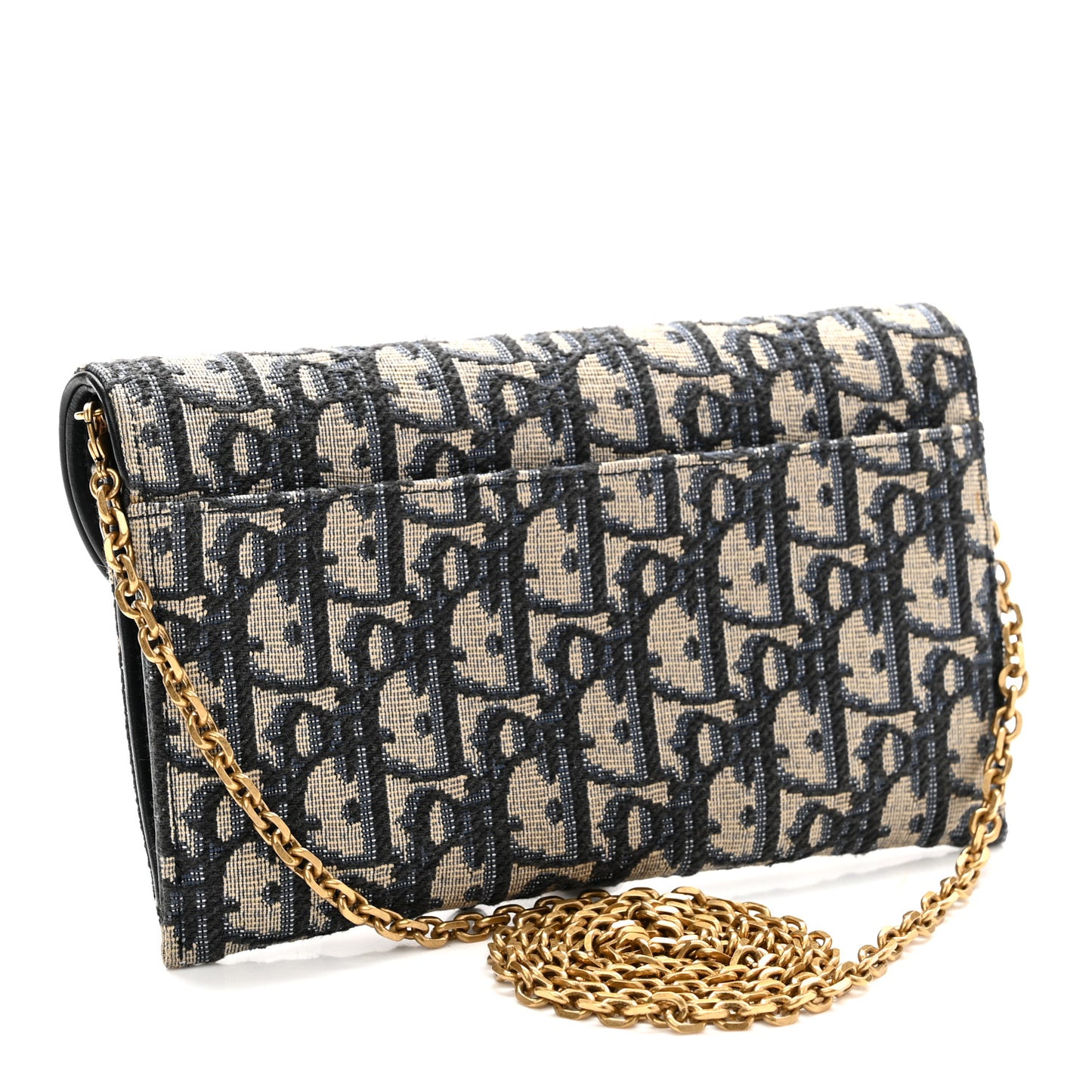 Oblique Saddle Chain Long Wallet Blue