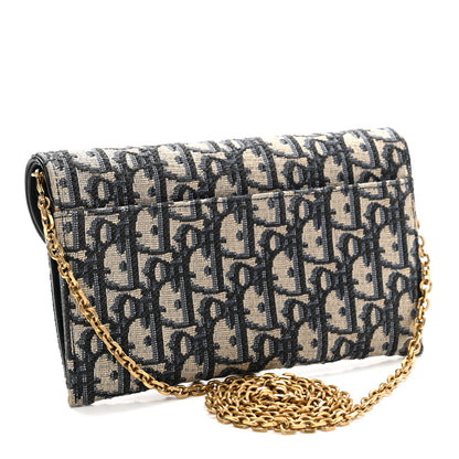 Christian Dior Oblique Saddle Chain Long Wallet Blue 4 of 12