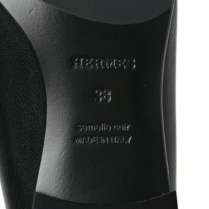 Hermes Goatskin Womens Paris Loafers 38 Black 6 of 9