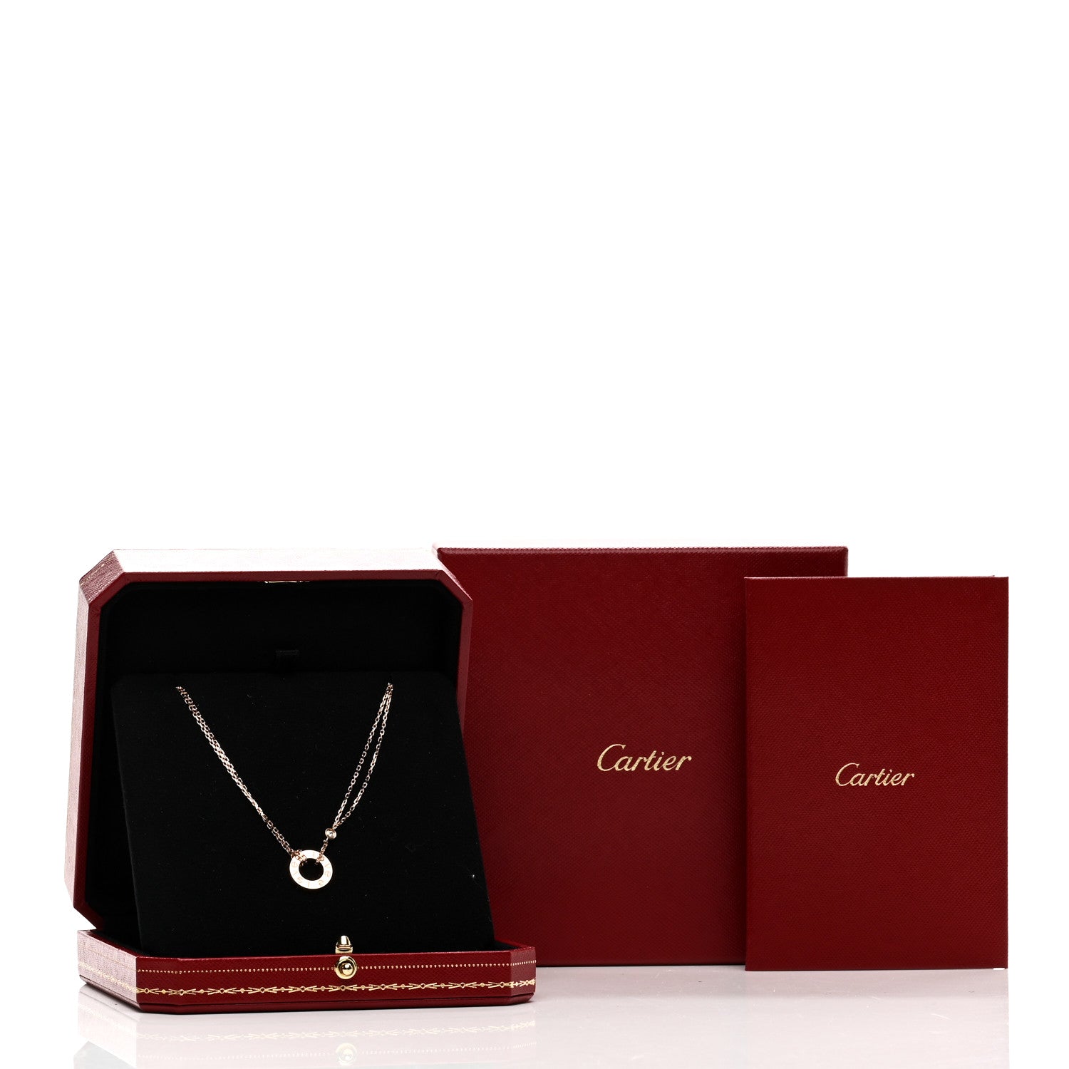 Cartier 18K Pink Gold 2 Diamond LOVE Necklace 5 of 5
