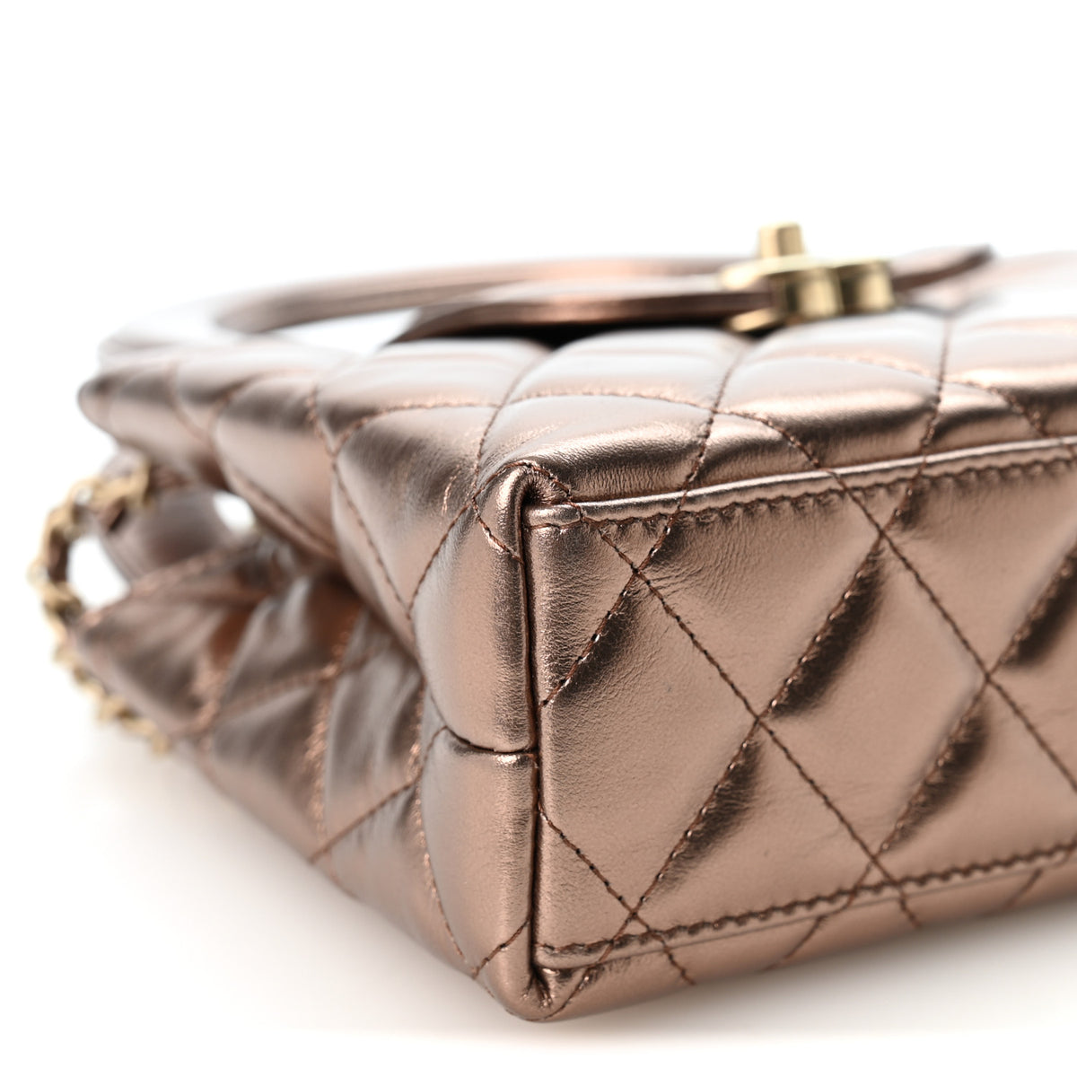 Chanel Metallic Aged Calfskin Quilted Nano Kelly Shopper Bronze 9 of 10
