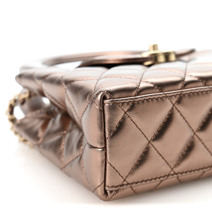 Chanel Metallic Aged Calfskin Quilted Nano Kelly Shopper Bronze 9 of 10