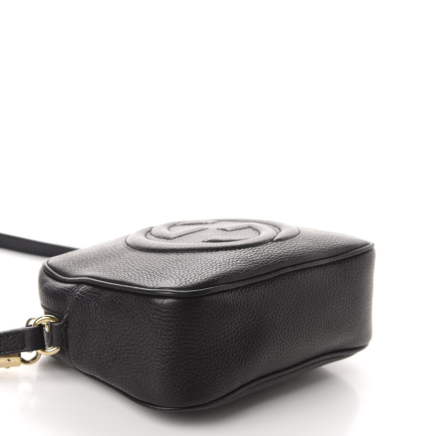 Pebbled Calfskin Small Soho Disco Bag Black