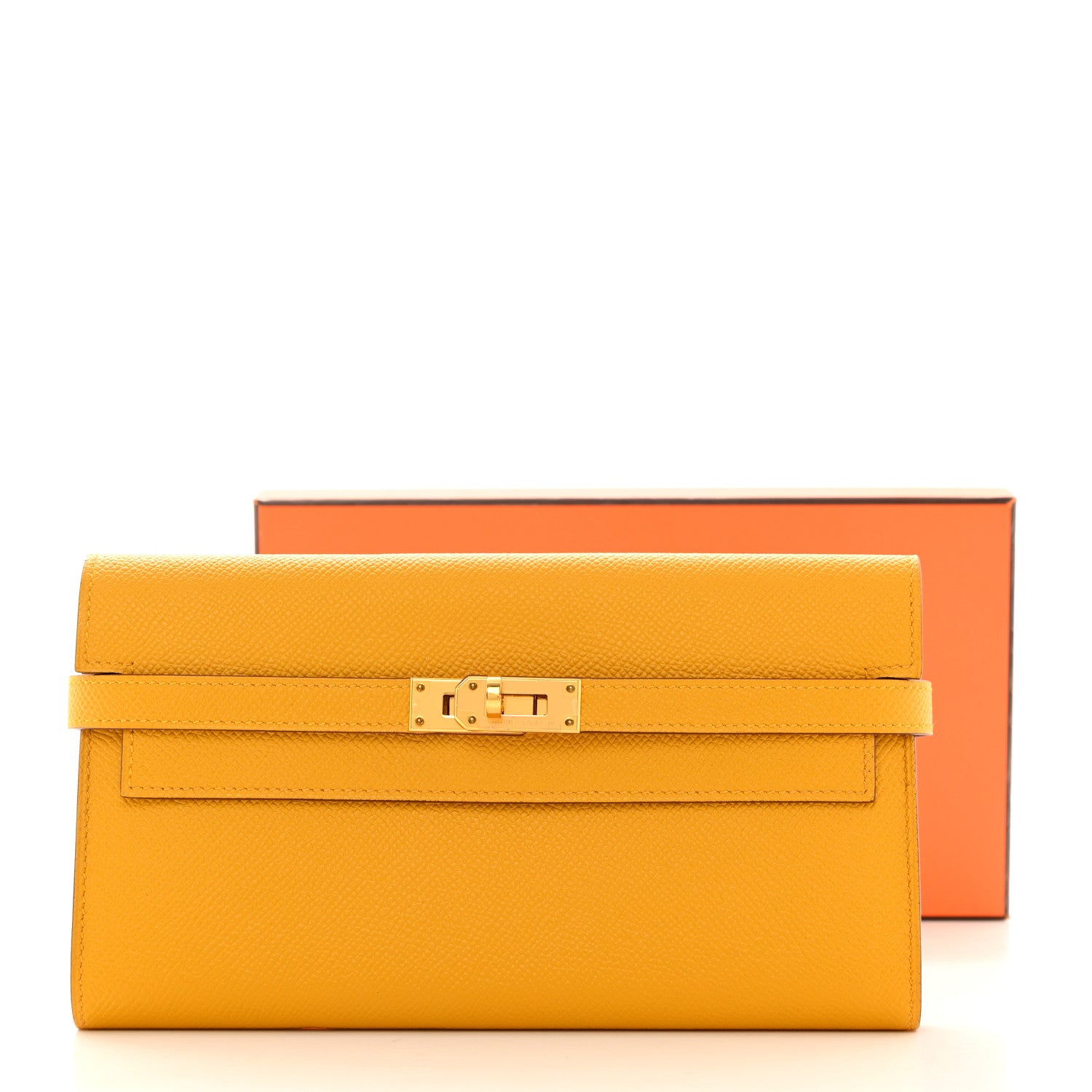 Hermes Epsom Kelly Longue Wallet Jaune Ambre 8 of 8