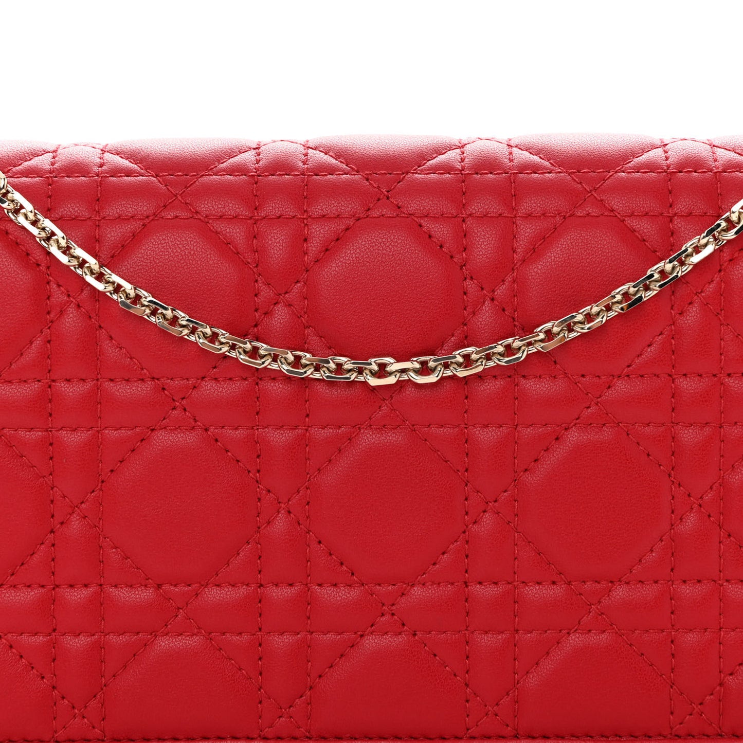 Lambskin Cannage Lady Dior Pouch Red