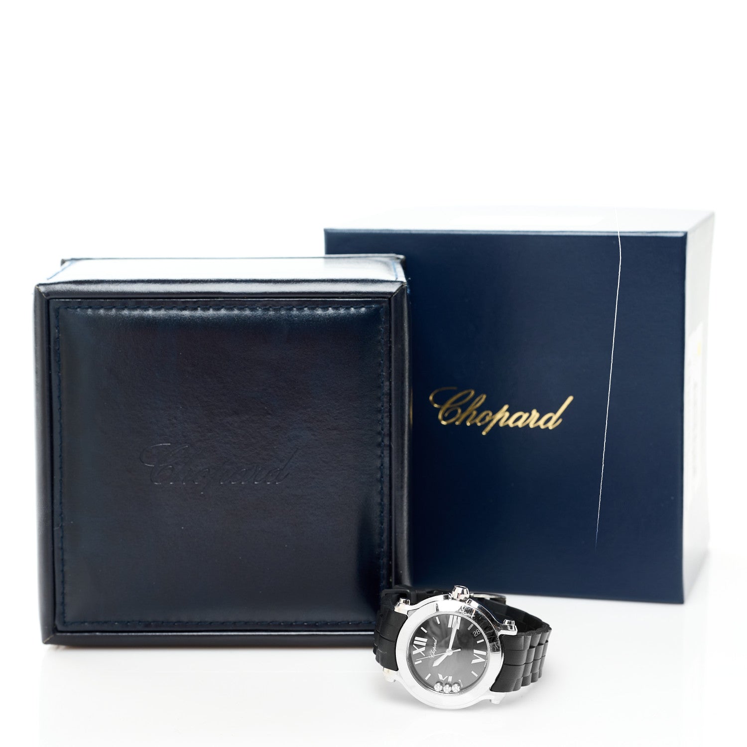 Chopard Stainless Steel Rubber 3 Diamond 36mm Happy Sport Quartz Watch Black 5 of 5