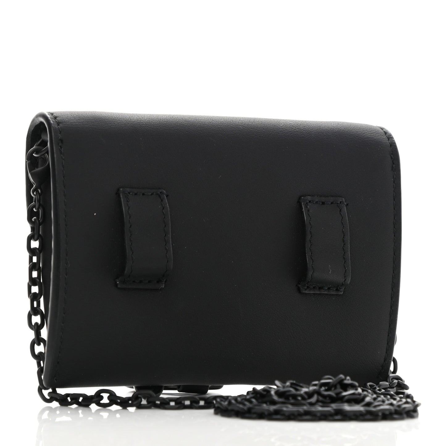 Ultra Matte Calfskin Nano Saddle Chain Pouch Black