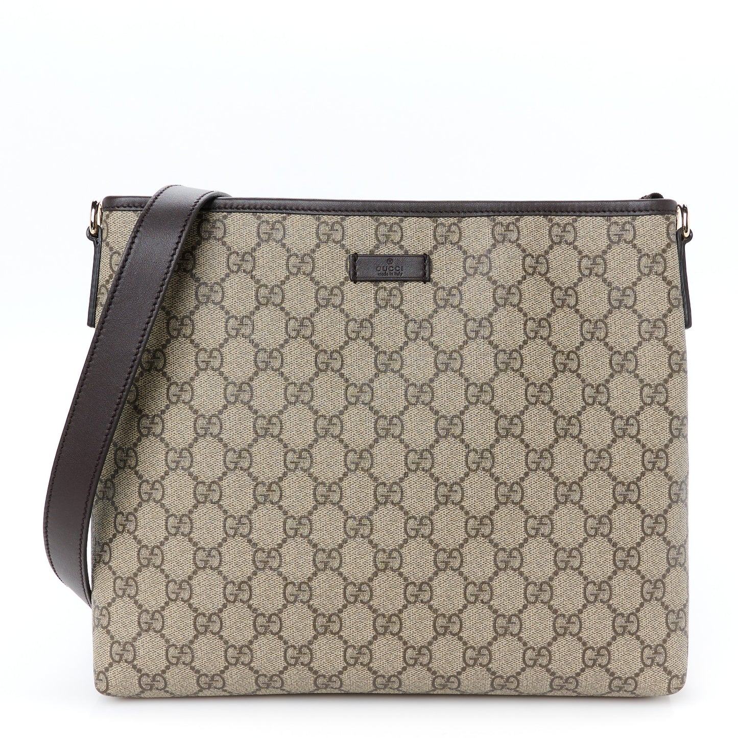GG Plus Monogram Medium Flat Messenger Bag Dark Brown