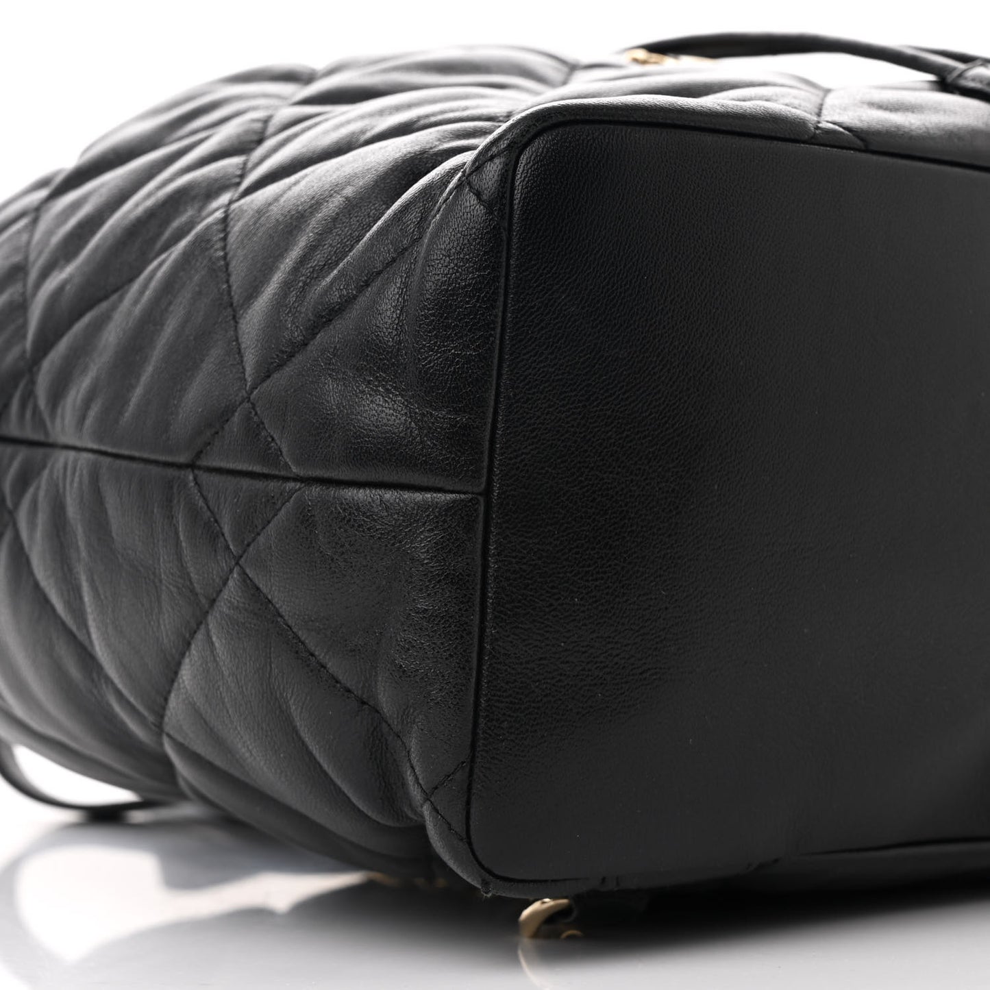 Lambskin Quilted Drawstring Backpack Black