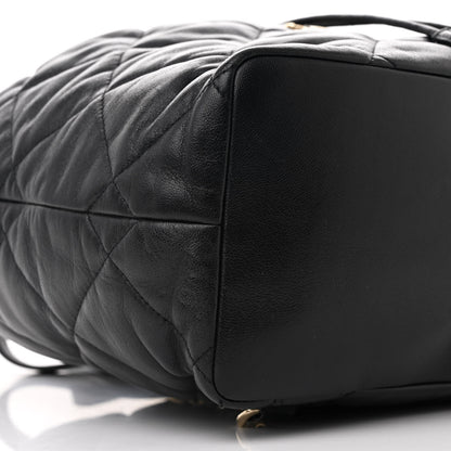 Chanel Lambskin Quilted Drawstring Backpack Black 9 of 11
