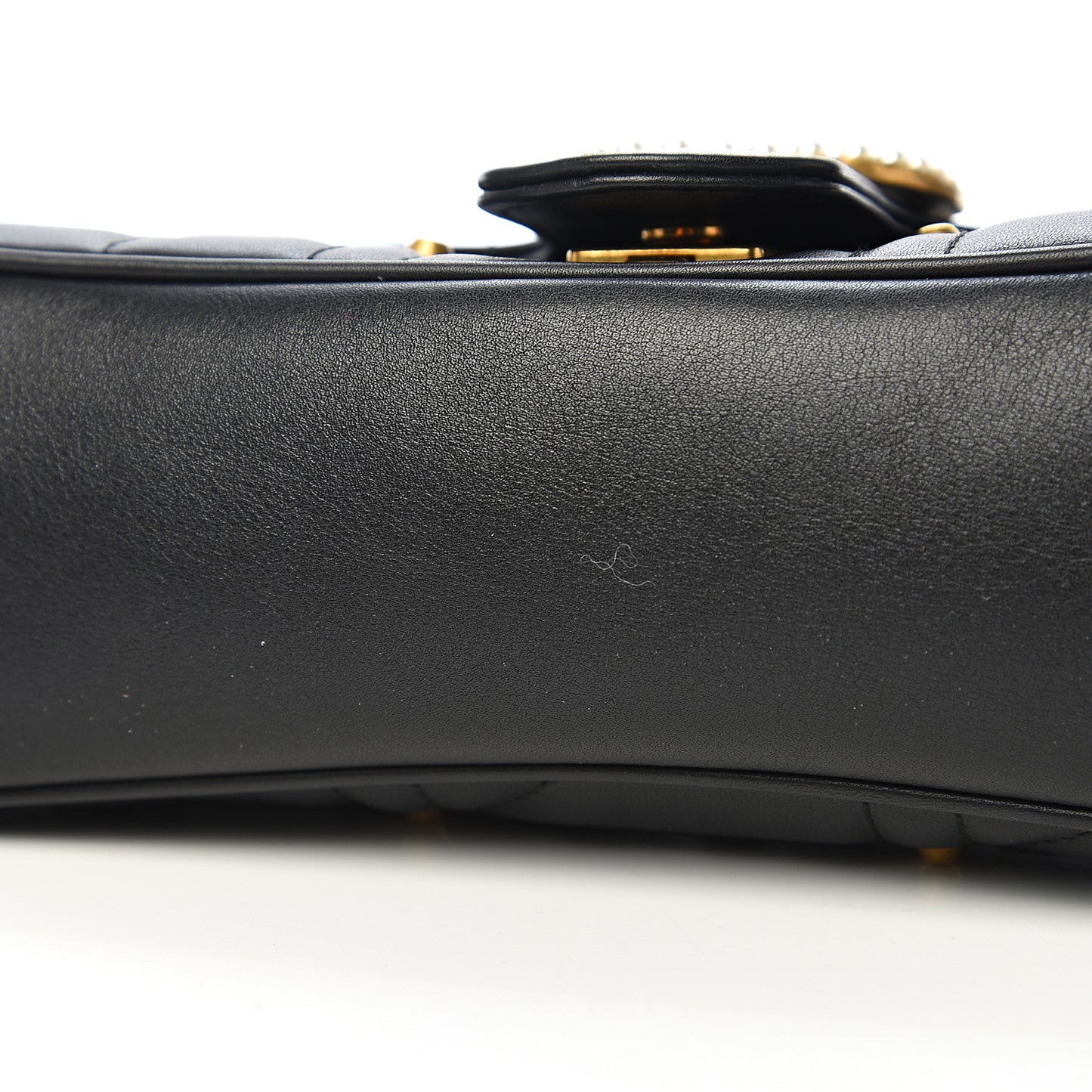 Calfskin Matelasse Studded Small Pearly GG Marmont Shoulder Bag Black