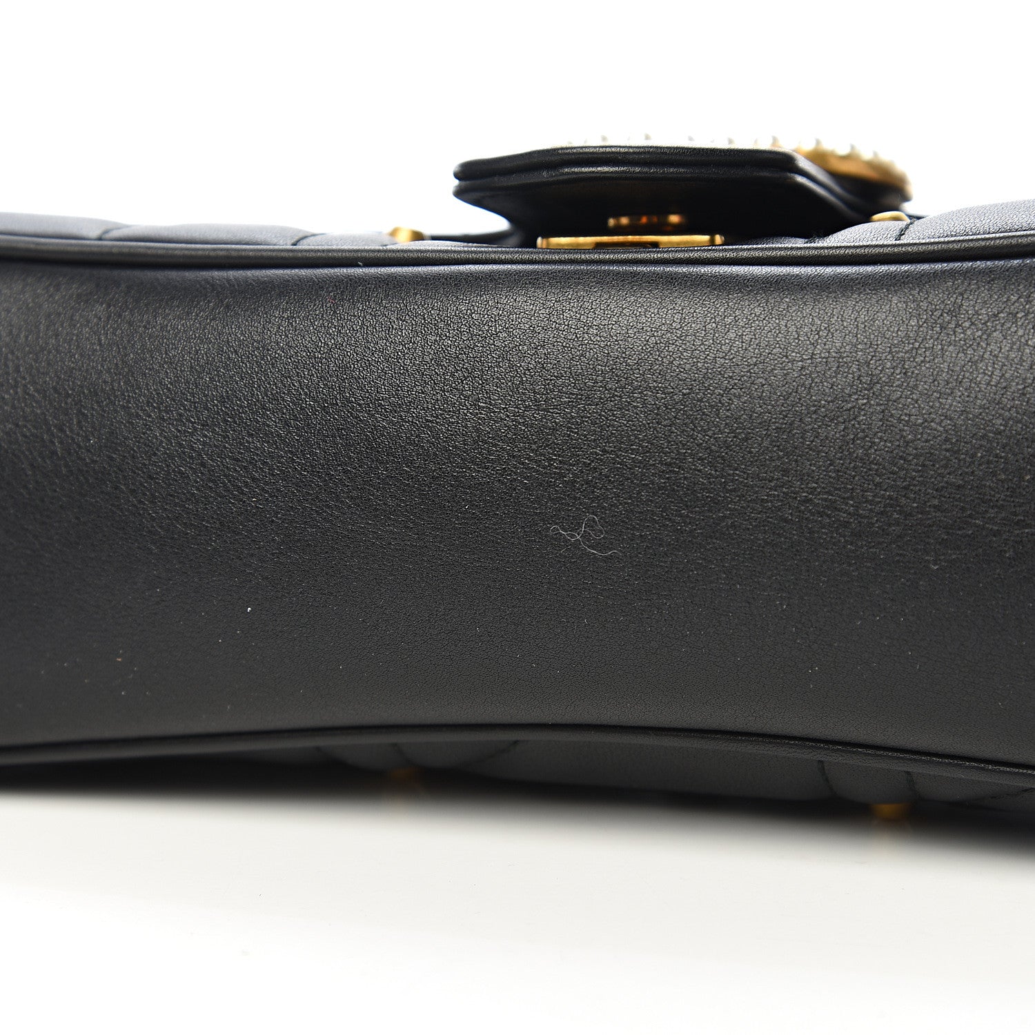 Gucci Calfskin Matelasse Studded Small Pearly GG Marmont Shoulder Bag Black 10 of 11