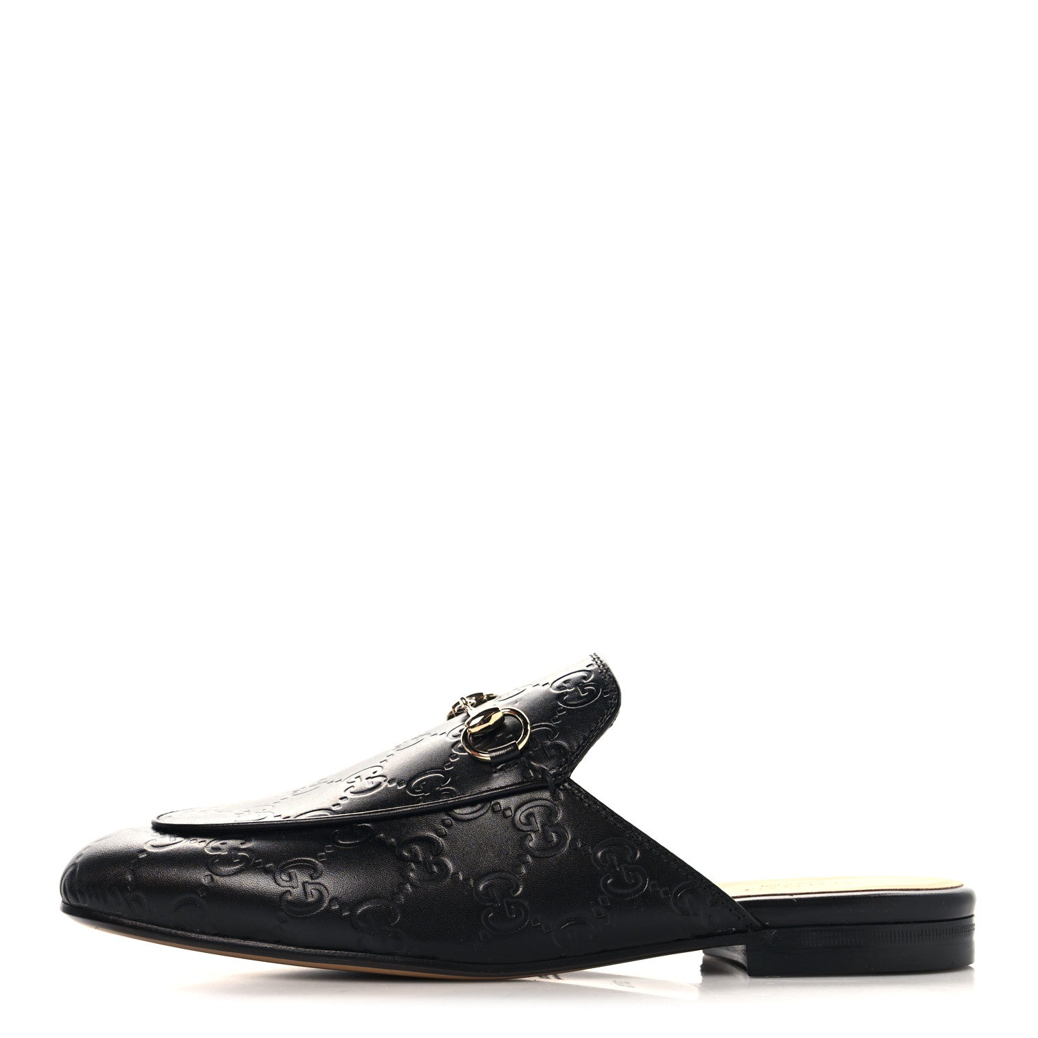 Gucci Glamour Calfskin Guccissima Womens Princetown Slippers 37.5 Black 1 of 10