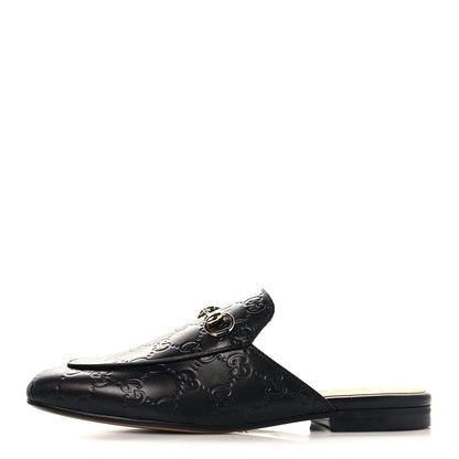 Gucci Glamour Calfskin Guccissima Womens Princetown Slippers 37.5 Black 1 of 10