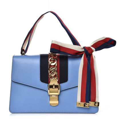 Gucci Calfskin Small Sylvie Shoulder Bag Clear Sky Blue 1 of 10