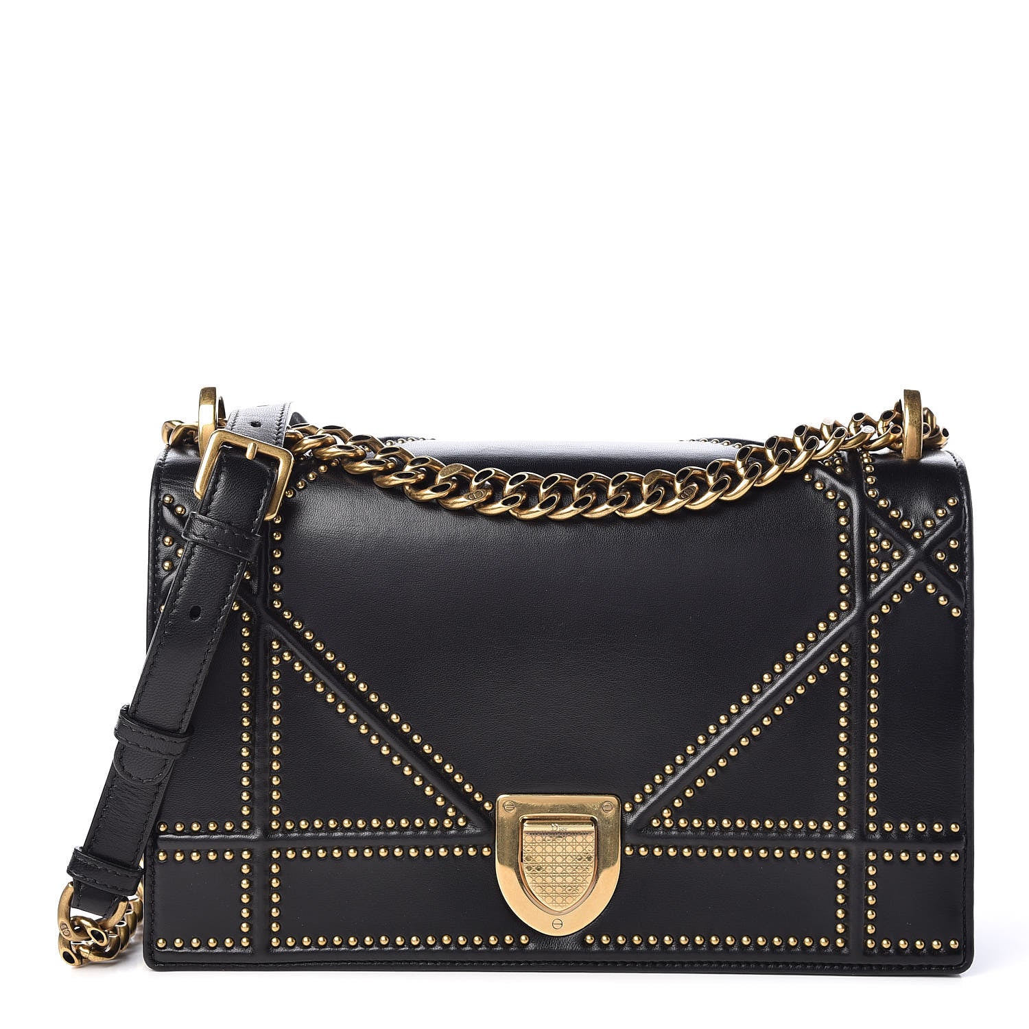Christian Dior Lambskin Studded Medium Diorama Flap Bag Black 1 of 13
