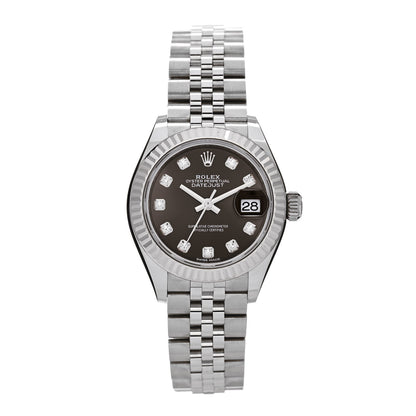 Rolex Stainless Steel 18K White Gold Diamond 28mm Oyster Perpetual Datejust Watch Dark Grey 279174 1 of 5