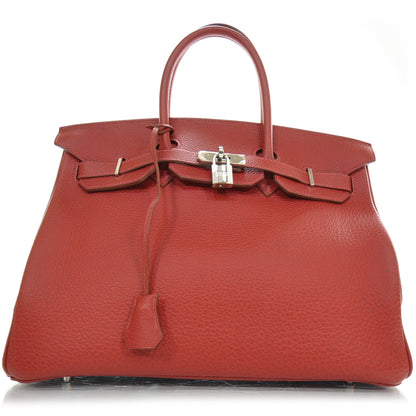 Hermes Clemence BIRKIN 35 Handbag Red - Bleu Red 1 of 12