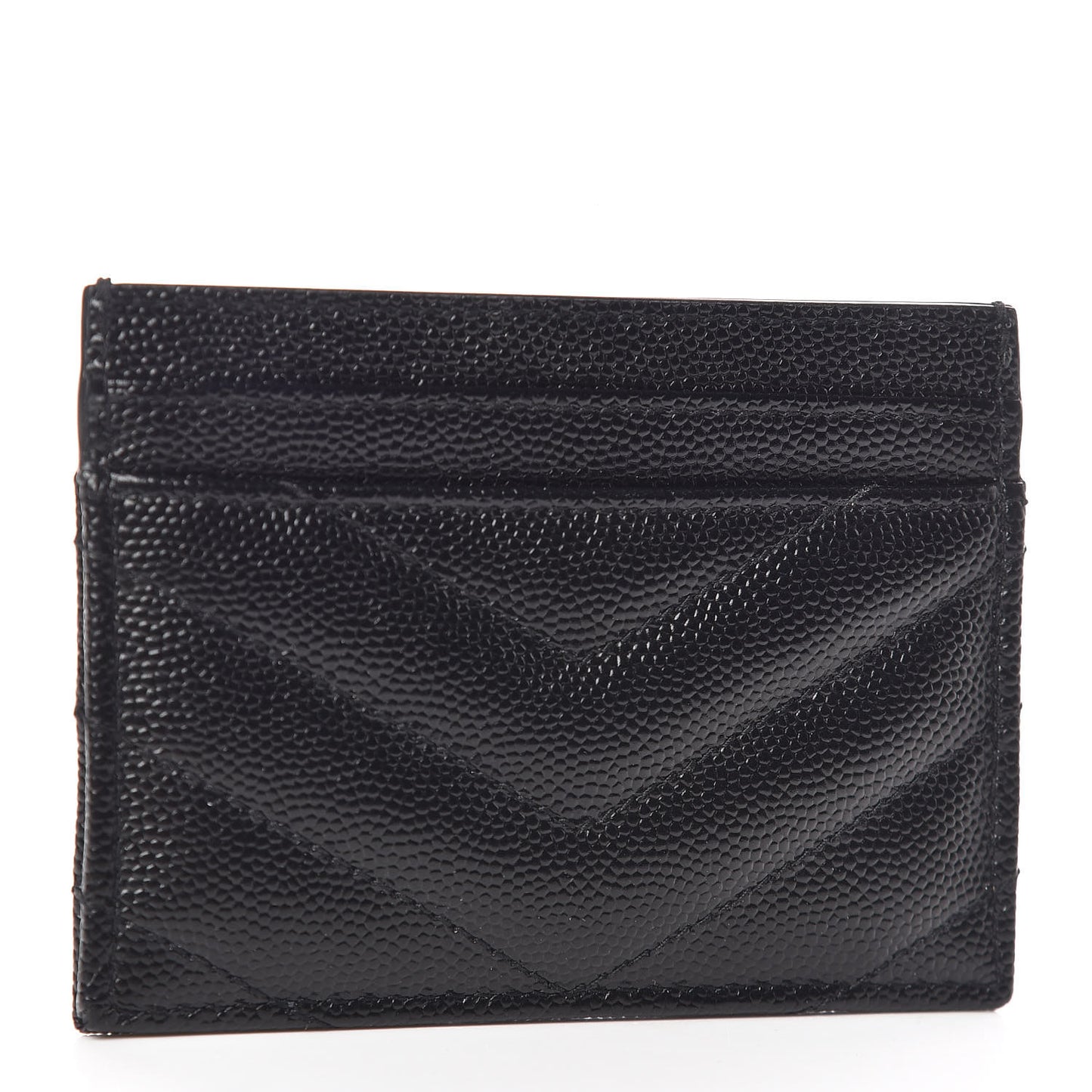 Grain De Poudre Matelasse Chevron Monogram Credit Card Case Black